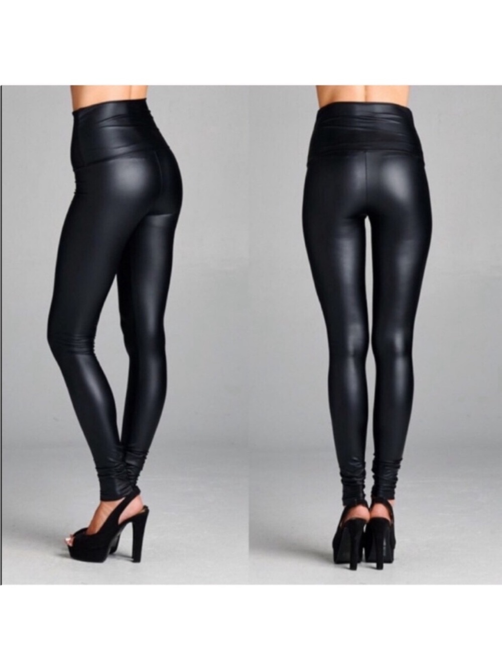 Black Faux Leather High Waist Leggings Size S